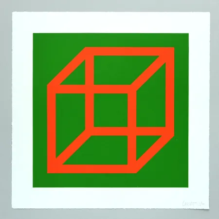 Linosnede Lewitt - Open Cube in Color on Color Plate 16