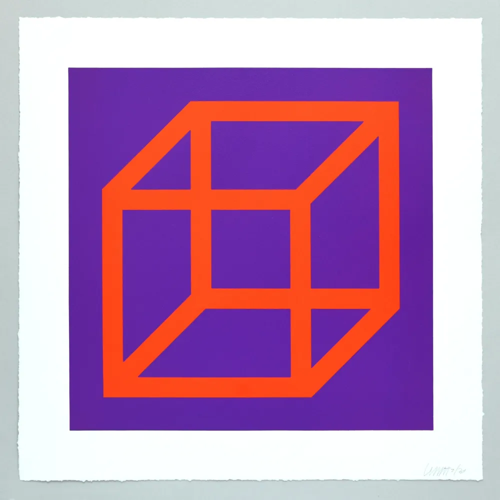 Linosnede Lewitt - Open Cube in Color on Color Plate 17