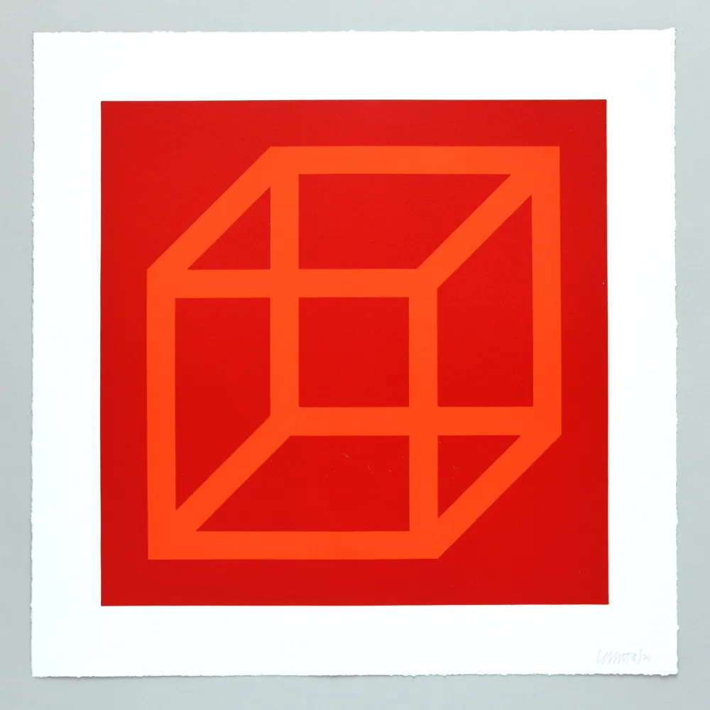 Linosnede Lewitt - Open Cube in Color on Color Plate 18