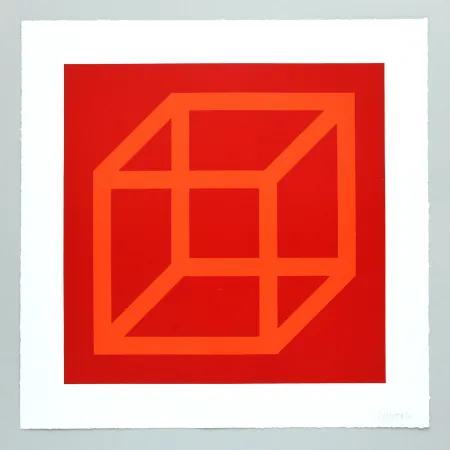 Linosnede Lewitt - Open Cube in Color on Color Plate 18