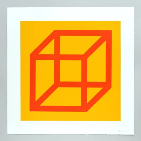 Linosnede Lewitt - Open Cube in Color on Color Plate 19
