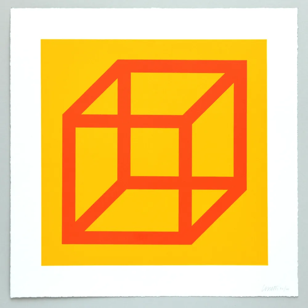 Linosnede Lewitt - Open Cube in Color on Color Plate 19