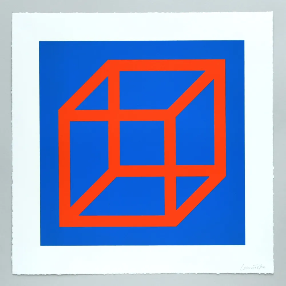 Linosnede Lewitt - Open Cube in Color on Color Plate 20