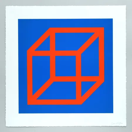 Linosnede Lewitt - Open Cube in Color on Color Plate 20