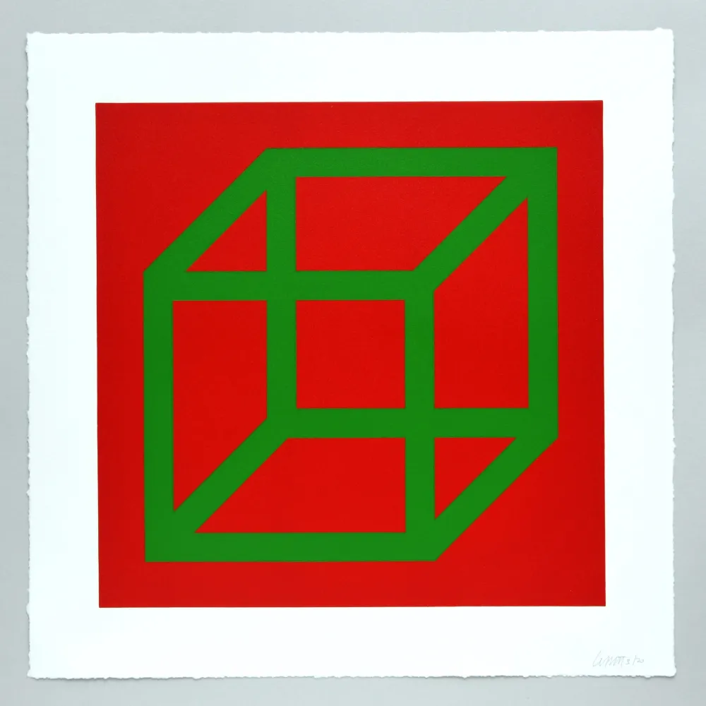 Linosnede Lewitt - Open Cube in Color on Color Plate 22