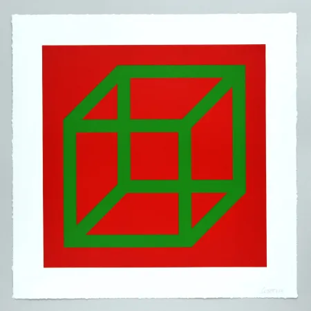 Linosnede Lewitt - Open Cube in Color on Color Plate 22