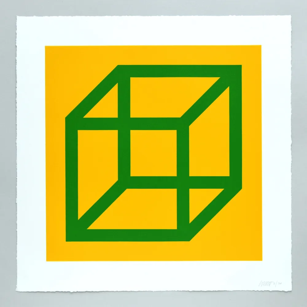 Linosnede Lewitt - Open Cube in Color on Color Plate 23
