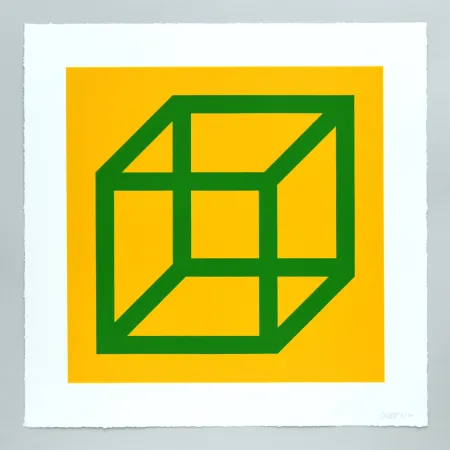 Linosnede Lewitt - Open Cube in Color on Color Plate 23