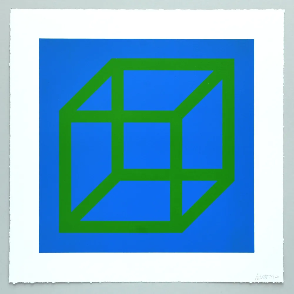 Linosnede Lewitt - Open Cube in Color on Color Plate 24