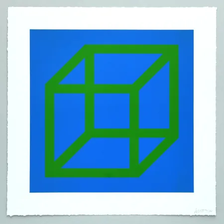 Linosnede Lewitt - Open Cube in Color on Color Plate 24