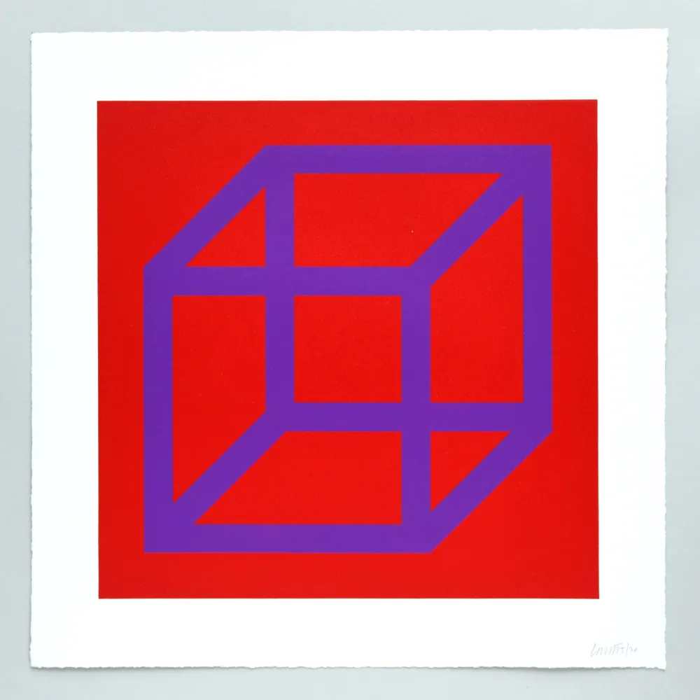 Linosnede Lewitt - Open Cube in Color on Color Plate 26