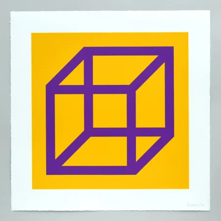 Linosnede Lewitt - Open Cube in Color on Color Plate 27