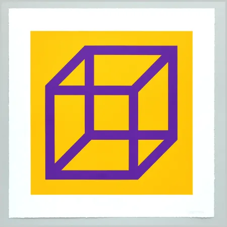 Linosnede Lewitt - Open Cube in Color on Color Plate 27