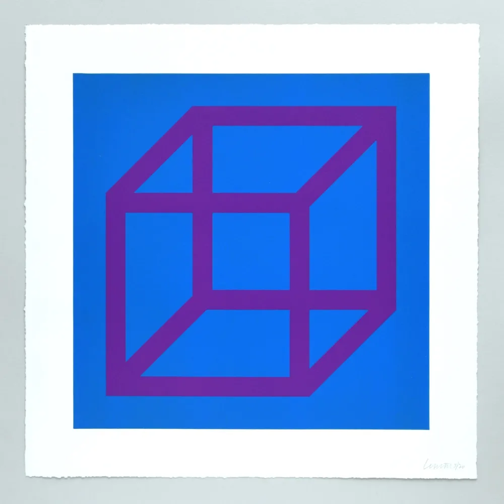 Linosnede Lewitt - Open Cube in Color on Color Plate 28