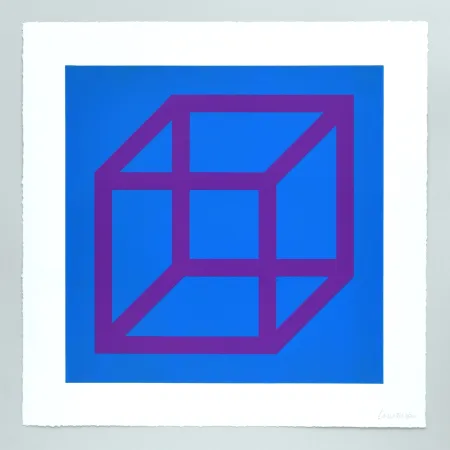 Linosnede Lewitt - Open Cube in Color on Color Plate 28