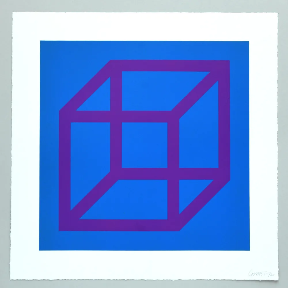 Linosnede Lewitt - Open Cube in Color on Color Plate 28