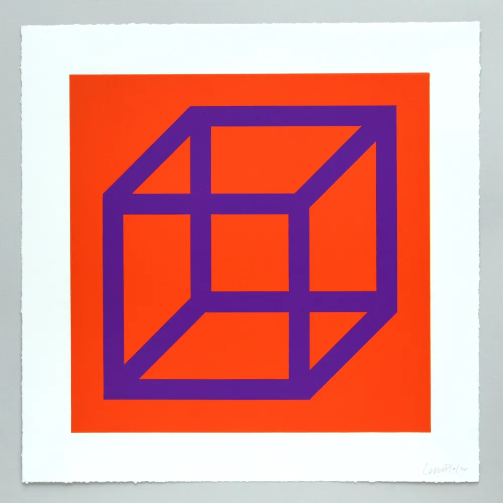 Linosnede Lewitt - Open Cube in Color on Color Plate 29