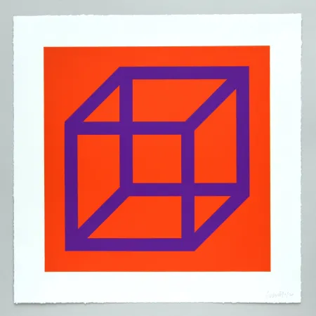 Linosnede Lewitt - Open Cube in Color on Color Plate 29