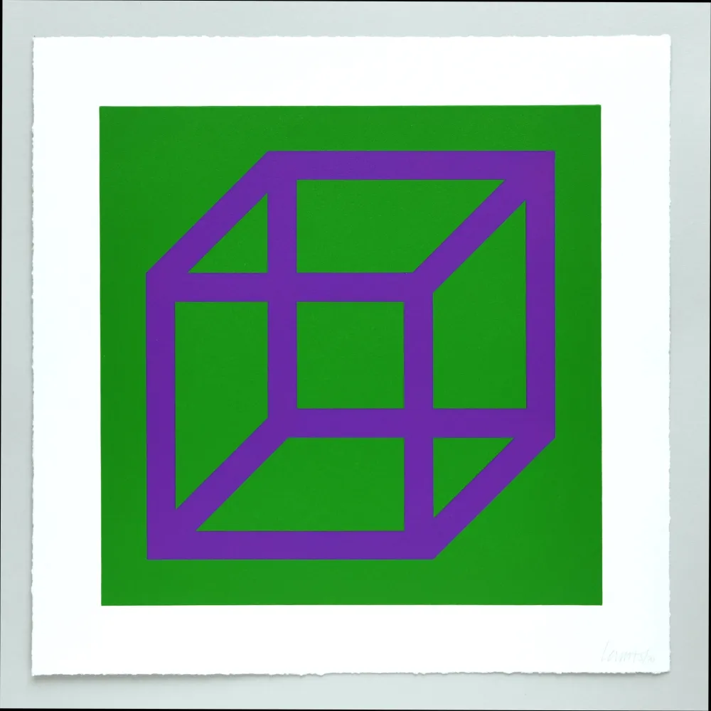 Linosnede Lewitt - Open Cube in Color on Color Plate 30