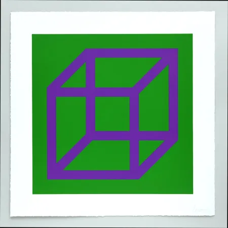 Linosnede Lewitt - Open Cube in Color on Color Plate 30
