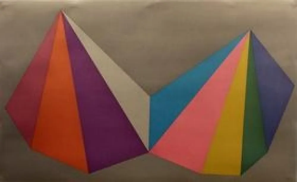 Zeefdruk Lewitt - Two Asymmetrical Pyramids