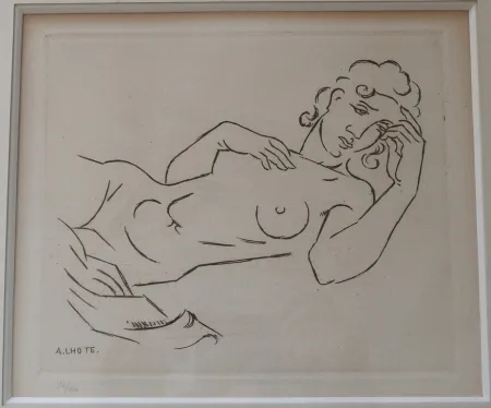 Gravure Lhote - Femme allongée