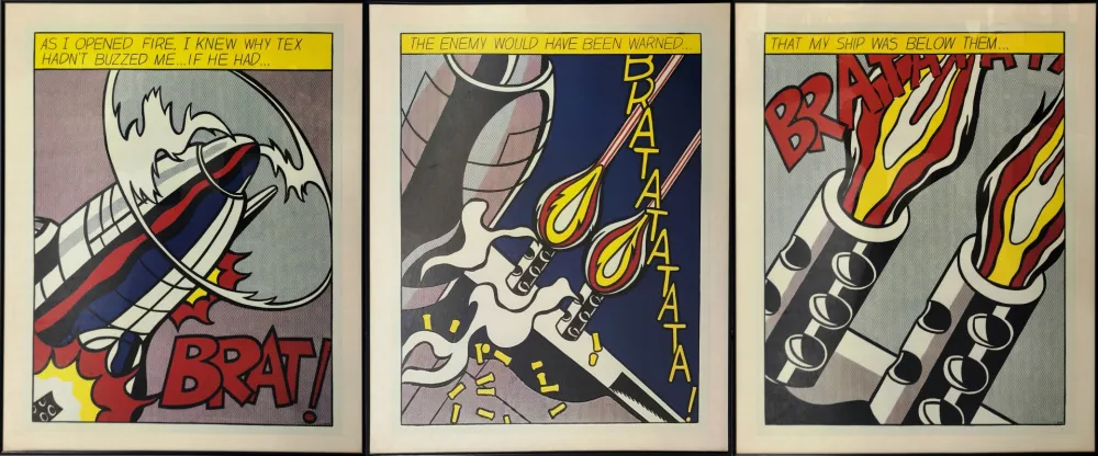 Lithografie Lichtenstein - As I opened Fire, 1964. Tripytchon. 