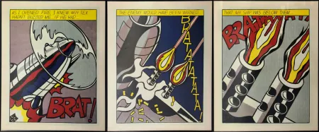 Lithografie Lichtenstein - As I opened Fire, 1964. Tripytchon. 