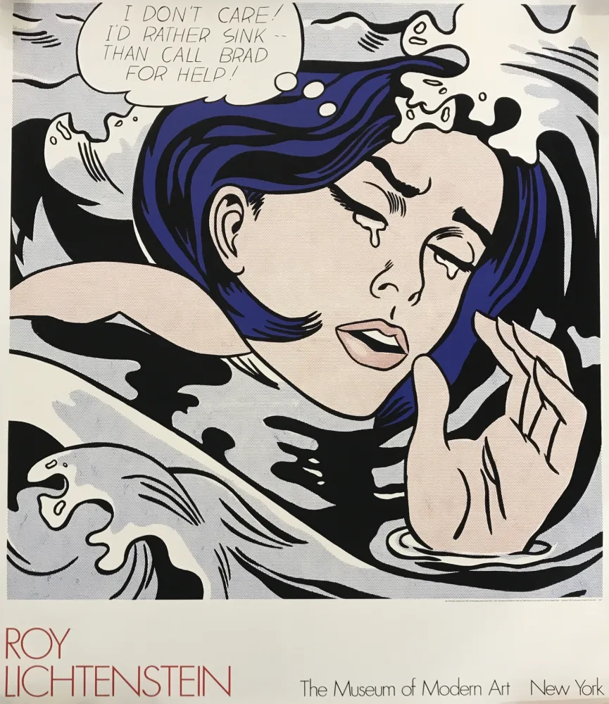 Zeefdruk Lichtenstein - Drowning Girl, The Museum of Modern Art New York