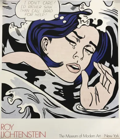 Zeefdruk Lichtenstein - Drowning Girl, The Museum of Modern Art New York
