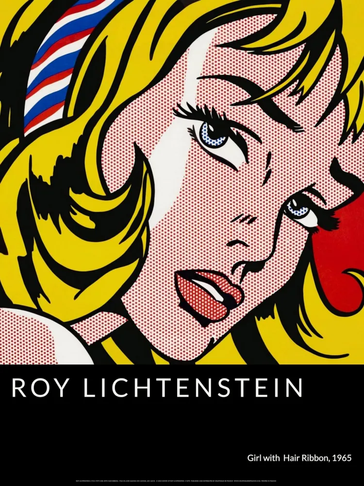 Zeefdruk Lichtenstein - Girl with Hair Ribbon