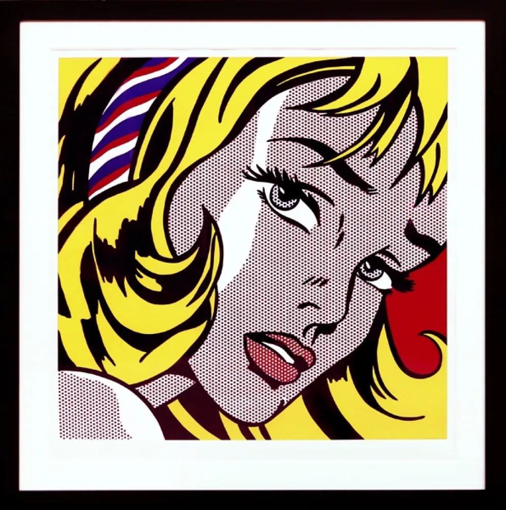 Zeefdruk Lichtenstein - Girl with Hair Ribbon