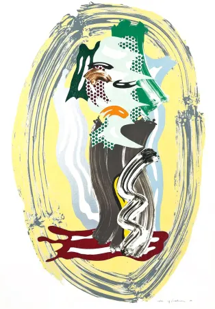 Lithografie Lichtenstein - Green Face, from Brushstroke Figures Series