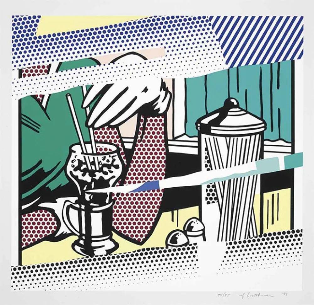 Zeefdruk Lichtenstein - REFLECTIONS ON SODA FOUNTAIN