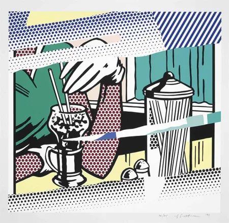 Zeefdruk Lichtenstein - REFLECTIONS ON SODA FOUNTAIN