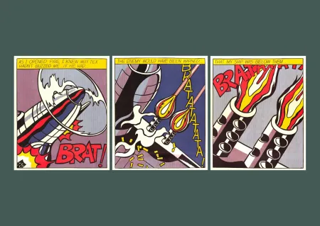 Lithografie Lichtenstein - Roy Lichtenstein: 'As I Opened Fire' 1983 Offset-lithograph Triptych Set
