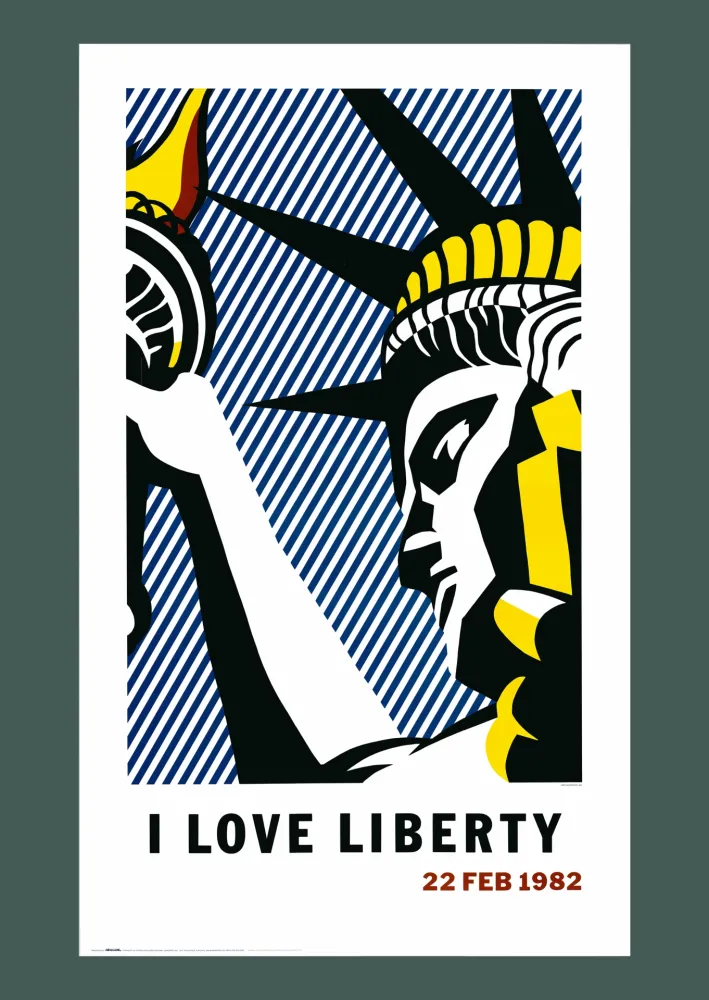 Lithografie Lichtenstein - Roy Lichtenstein: 'I Love Liberty' 1982 Offset-lithograph