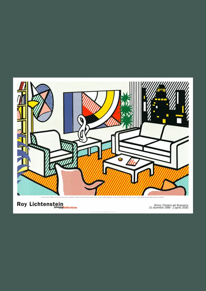 Lithografie Lichtenstein - Roy Lichtenstein: 'Interior with Skyline' 1999 Offset-lithograph