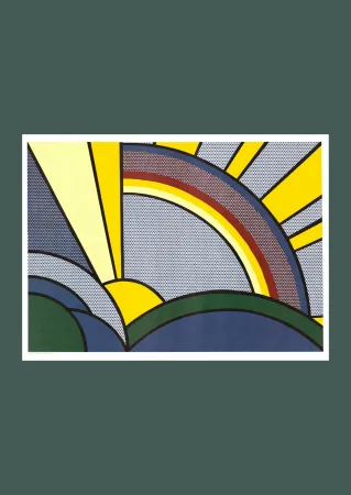 Lithografie Lichtenstein - Roy Lichtenstein: 'Modern Painting of Sun Rays' 1972 Offset-lithograph