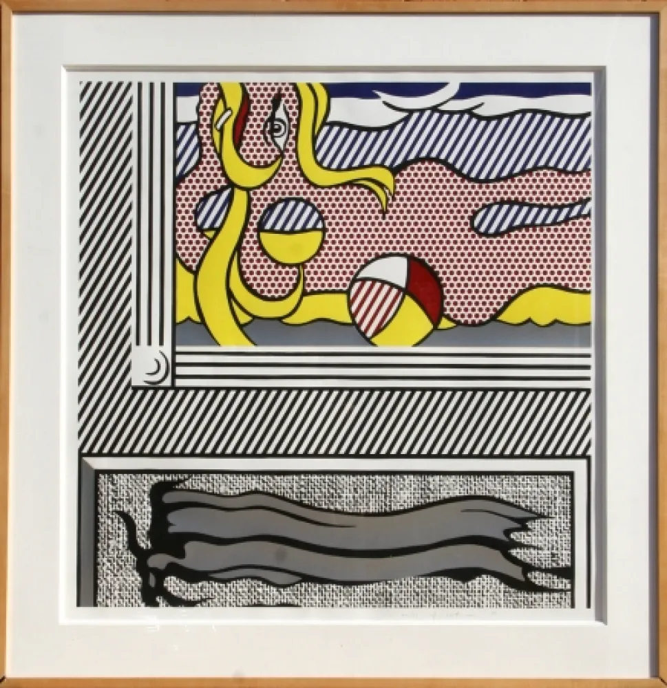 Houtsnede Lichtenstein - Two Paintings: Beach Ball 