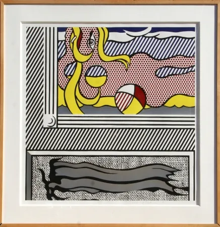 Houtsnede Lichtenstein - Two Paintings: Beach Ball 