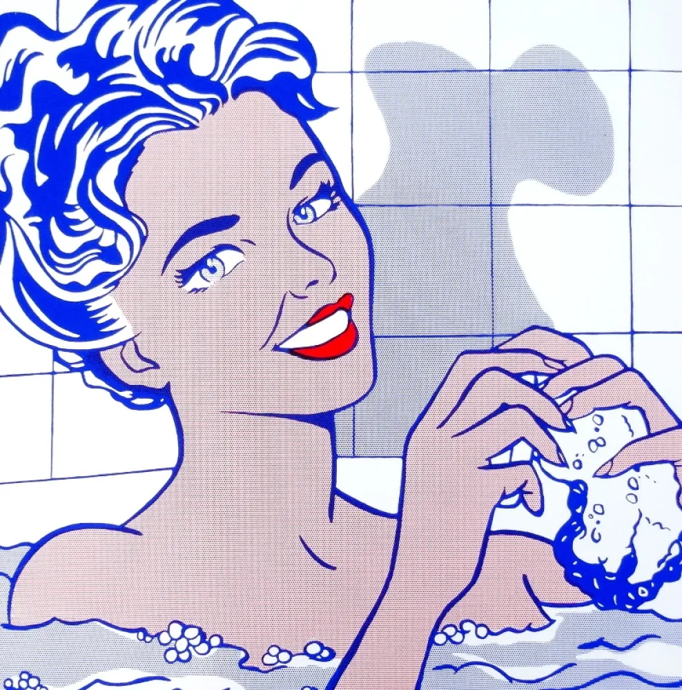 Zeefdruk Lichtenstein - Woman in bath