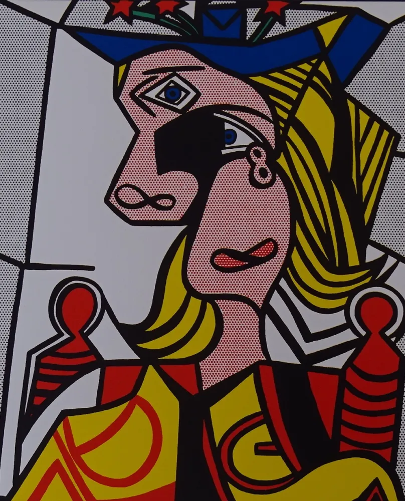 Zeefdruk Lichtenstein - Woman with flowered hat