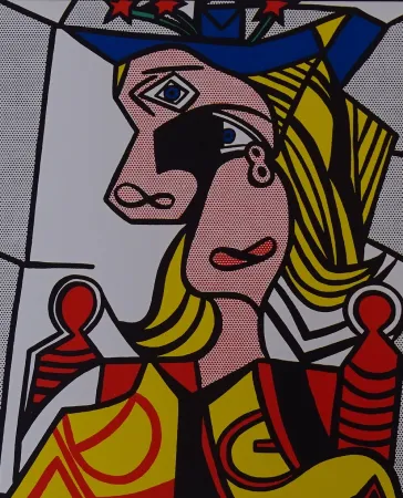 Zeefdruk Lichtenstein - Woman with flowered hat
