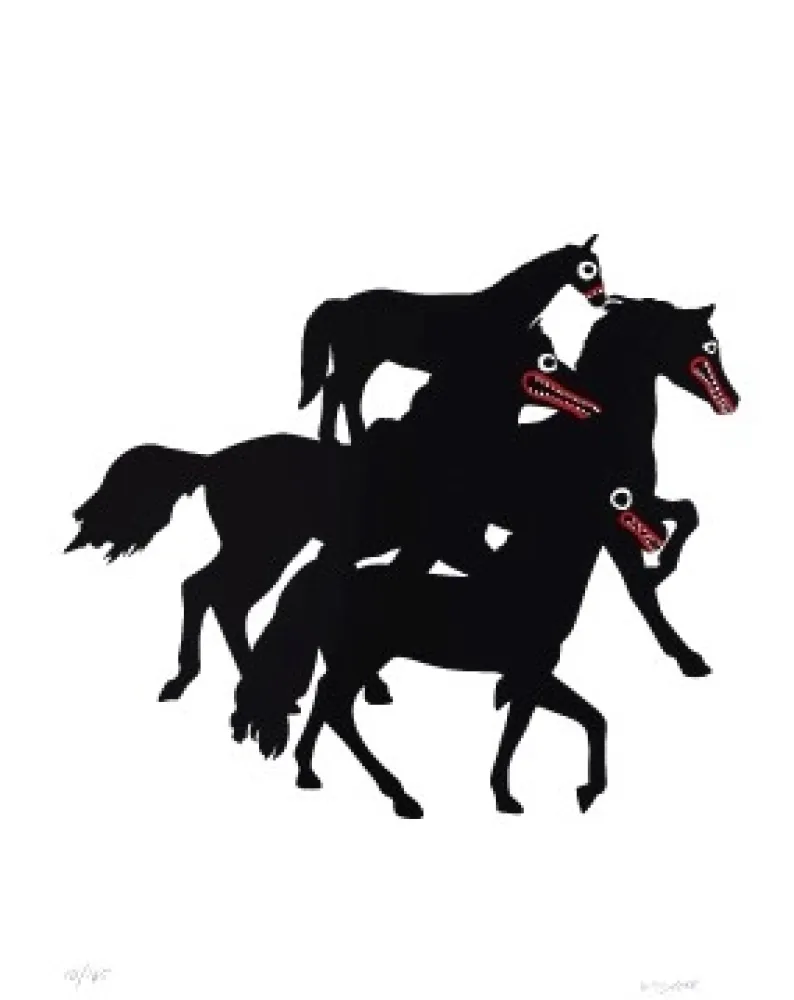 Lithografie Linde - Horses