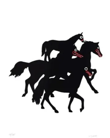 Lithografie Linde - Horses