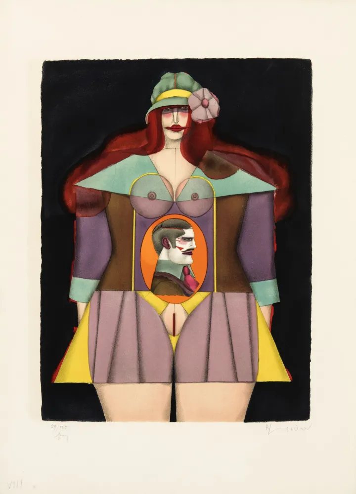 Lithografie Lindner - Amazone