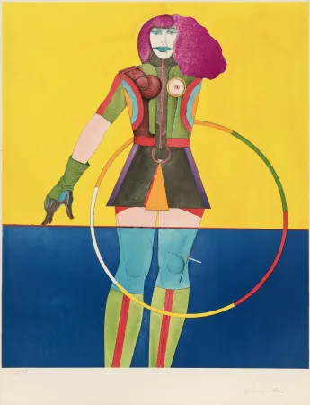 Lithografie Lindner - Girl with hoop