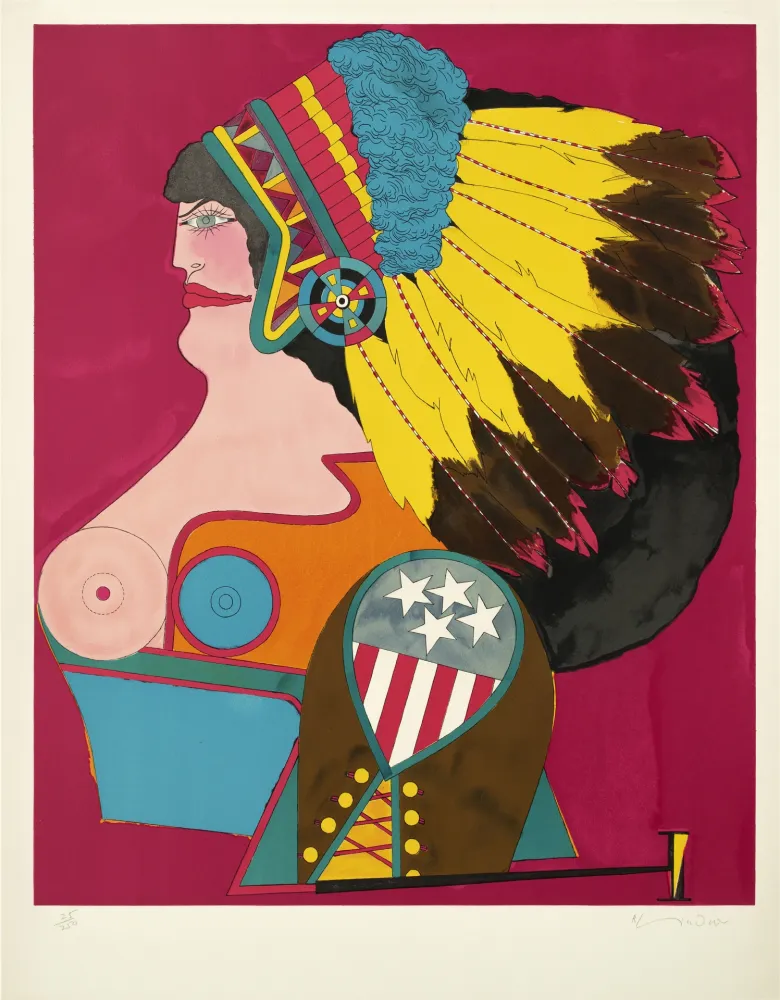 Lithografie Lindner - Miss american indian