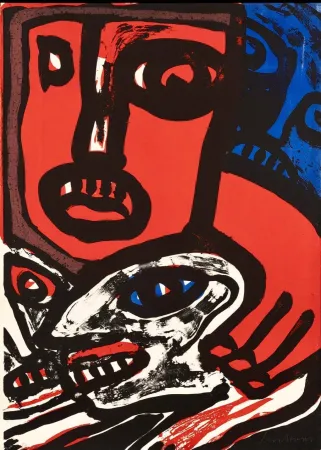 Lithografie Lindstrom - Personnage Rouge